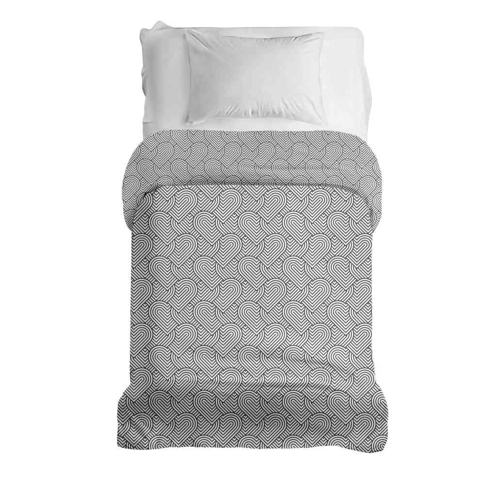 Couverture thérapeutique originale - Housse en coton gris cœurs géométriques