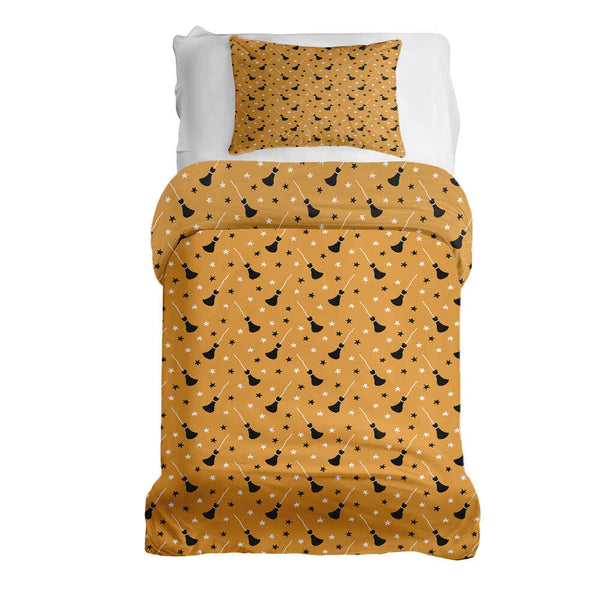 Therapy blanket and bedding set, orange, with Potter's broom.