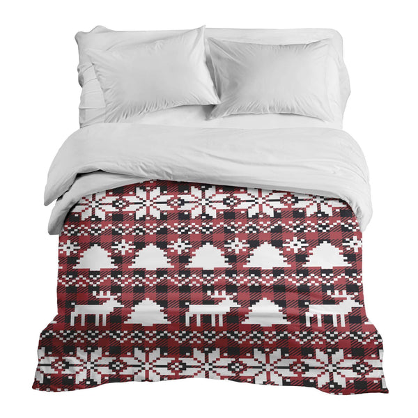 Original therapy blanket - cotton cover checkered with Christmas motifs