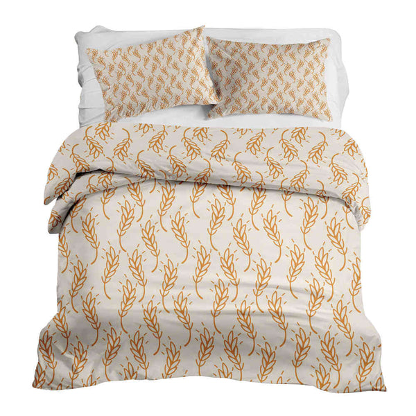 Therapy blanket and bedding set, white with yellow wheat.