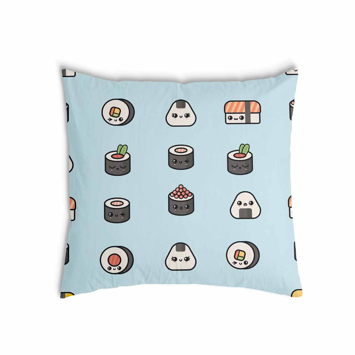 Coussin de santé bleu clair avec sushi