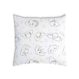 White health pillow with funny clouds