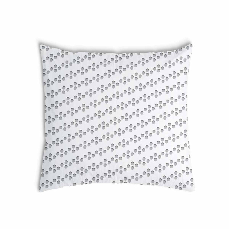 Health pillow, white with gray circles.