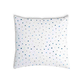 White health pillow with small blue shapes