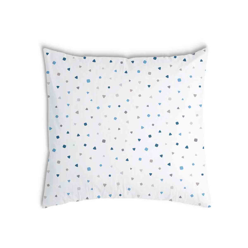 White health pillow with small blue shapes