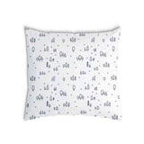 Health pillow, white with dots and trees.