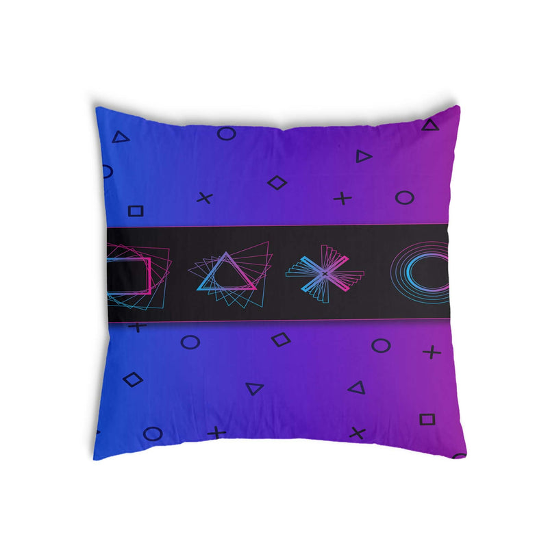 Purple health pillow with shapes