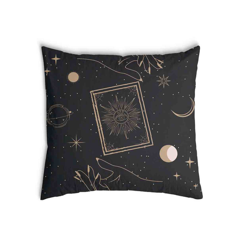 Health pillow black with sun, moon and stars