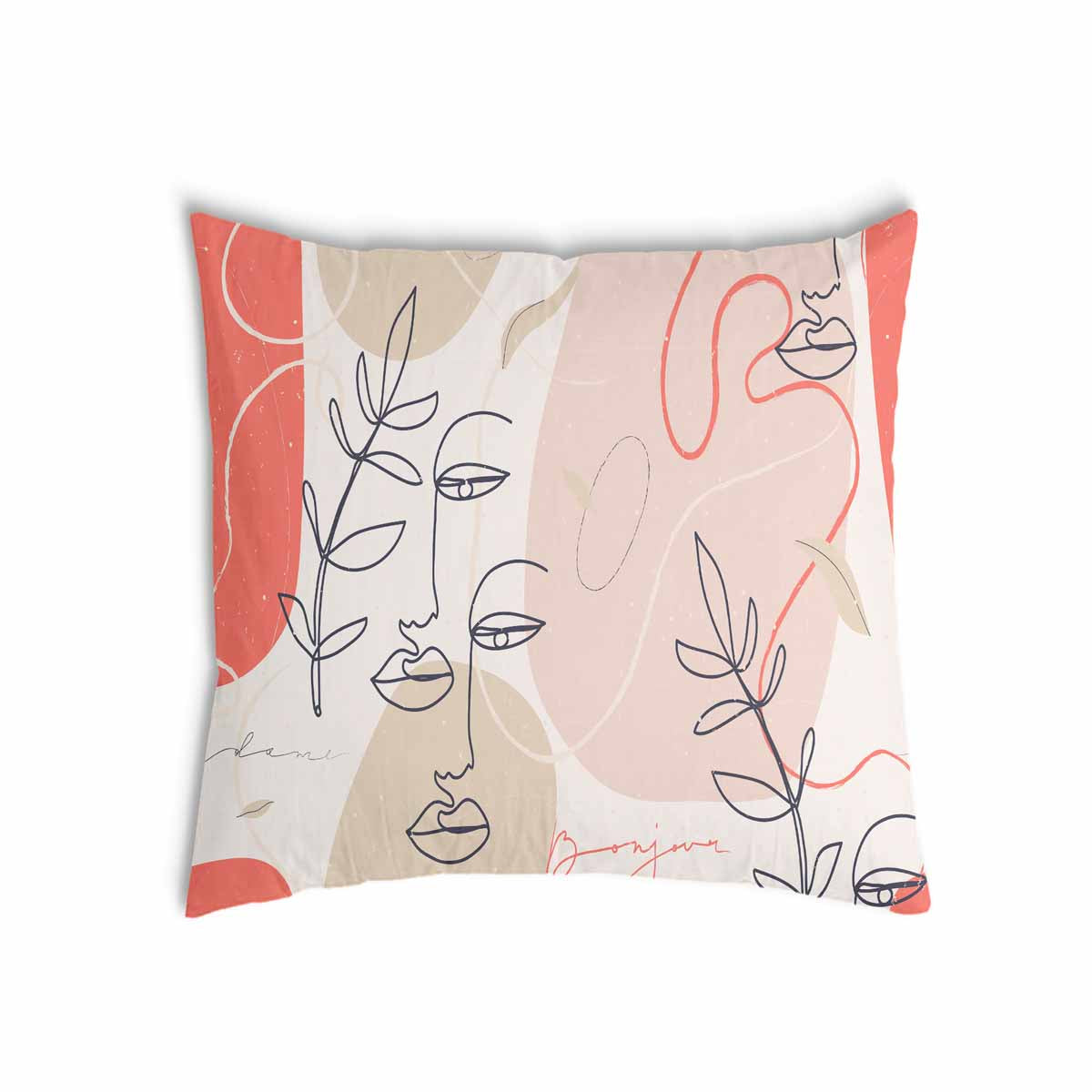 Coussin de santé beige avec visage abstrait