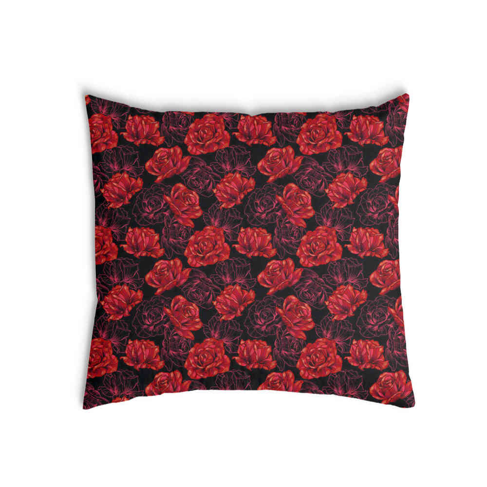 Coussin de santé noir avec des roses rouges