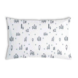 Health pillow, white with dots and trees.