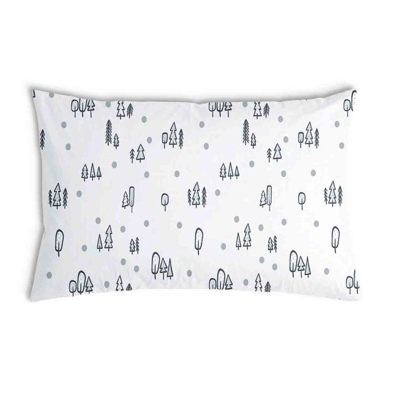 Health pillow, white with dots and trees.