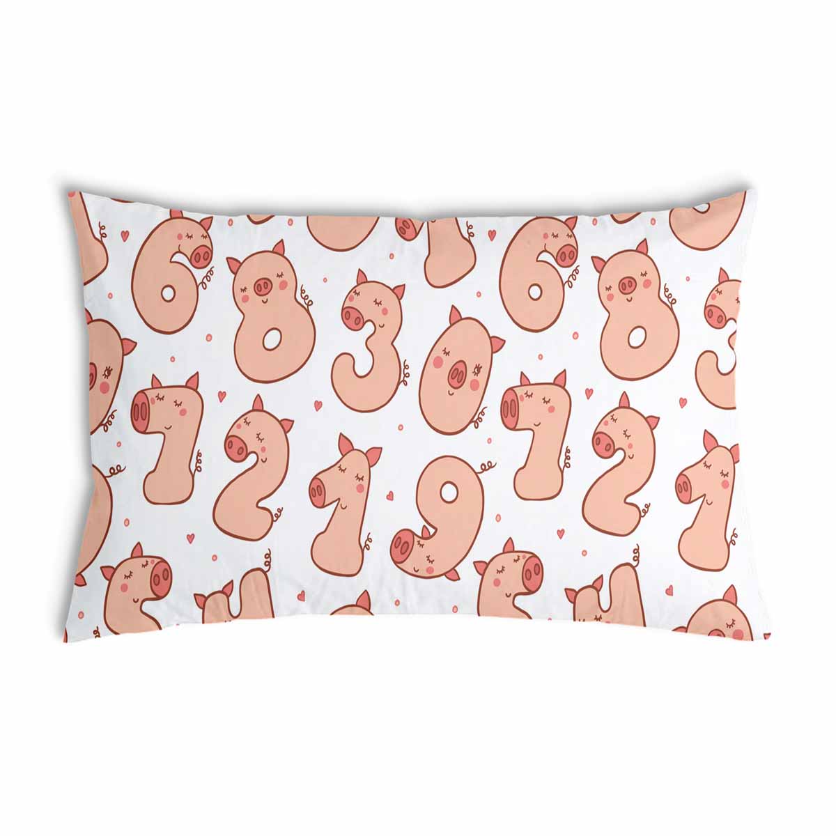 Health pillow white with numbers and pigs