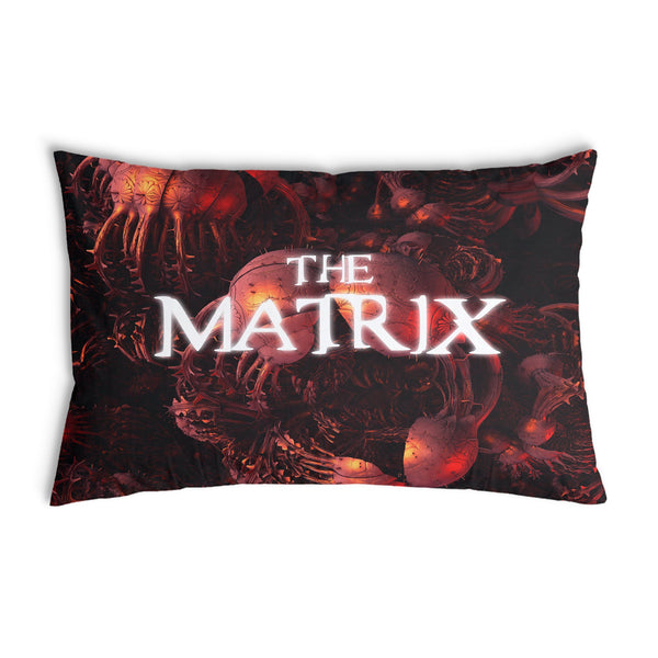 Health pillow red with "The Matrix" lettering.