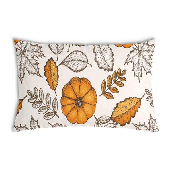 Health pillow white with leaf and pumpkin