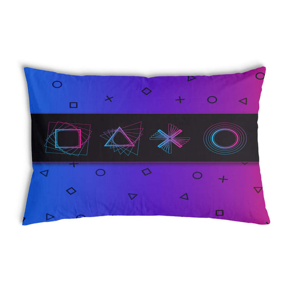 Purple health pillow with shapes