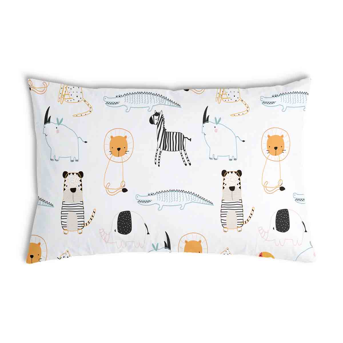 Coussin de santé blanc avec des animaux du zoo