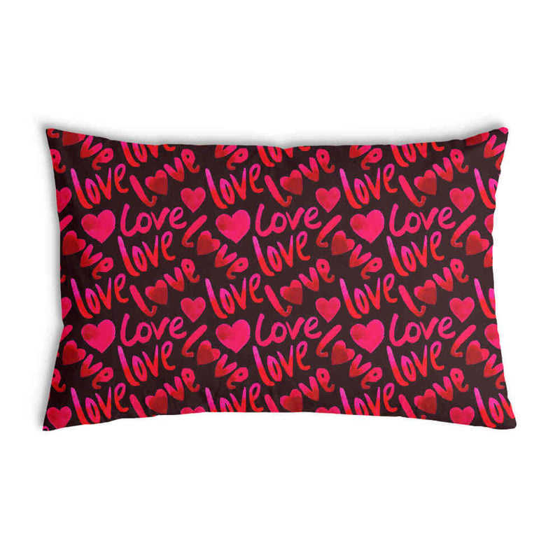 Health pillow, black with the word "Love"