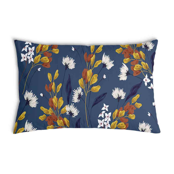 Health pillow blue with bouquet of flowers