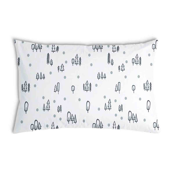 Health pillow, white with dots and trees.