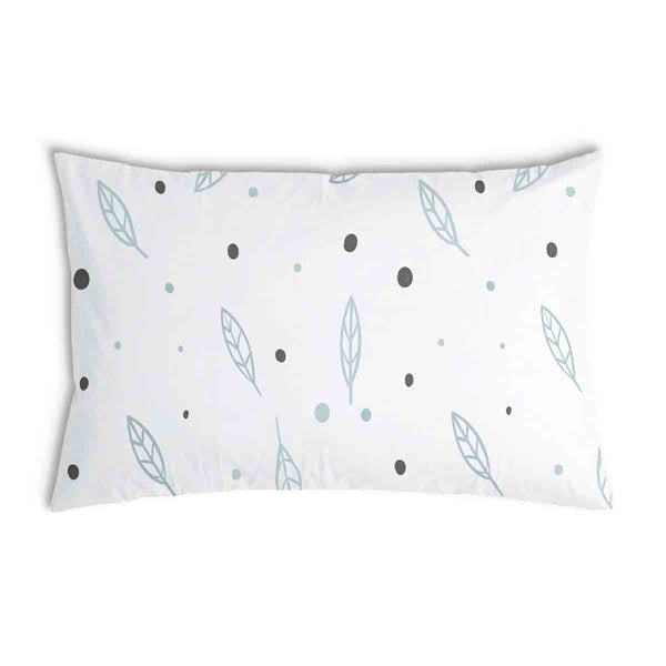 White health pillow with feathers and dots