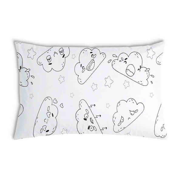 White health pillow with funny clouds