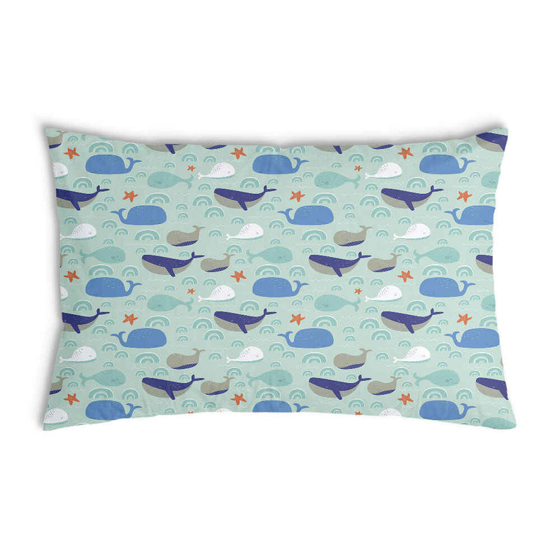 Green health pillow with whales