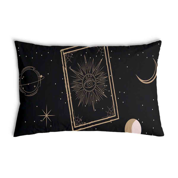 Health pillow black with sun, moon and stars