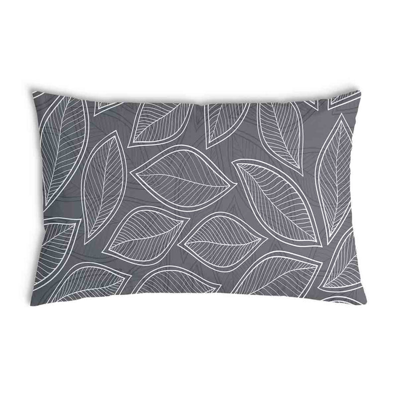 Health pillow, grey with white palm leaves.