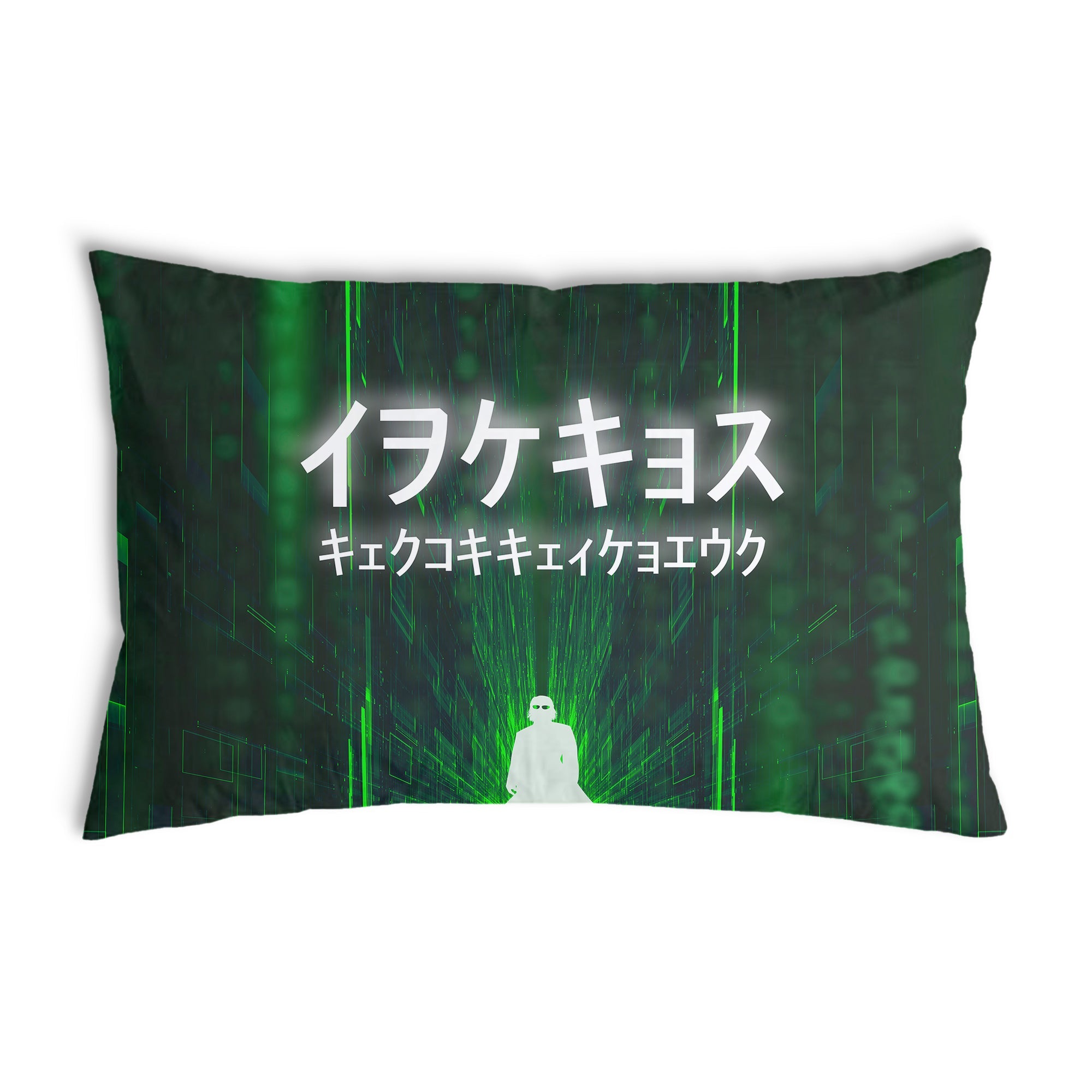 Health pillow in green with characters