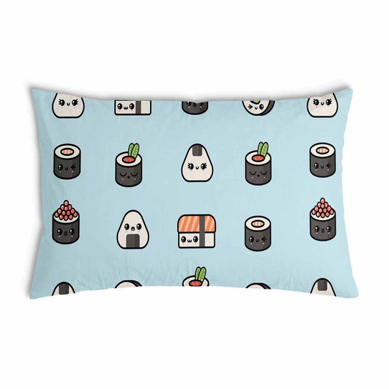 Health pillow light blue with sushi