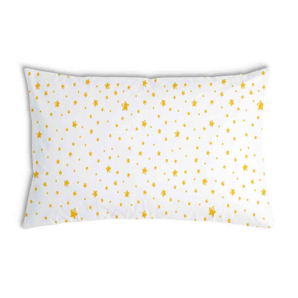 Health pillow, white with yellow stars.
