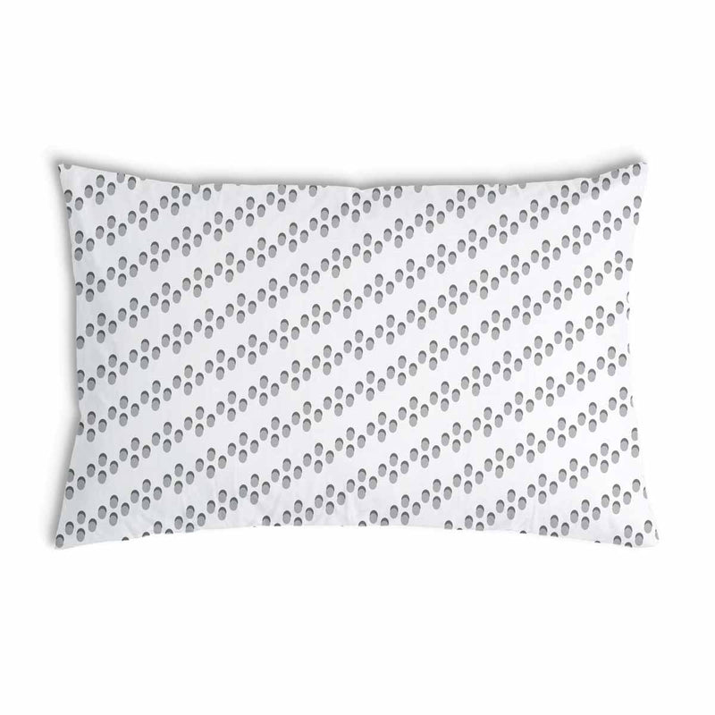 Health pillow, white with gray circles.