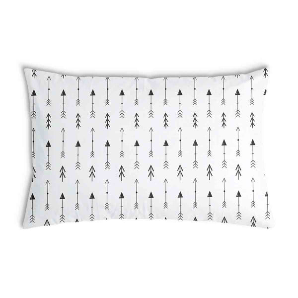 White health pillow with many black arrows.