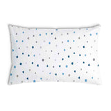 White health pillow with small blue shapes