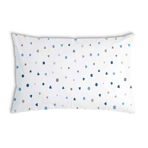White health pillow with small blue shapes