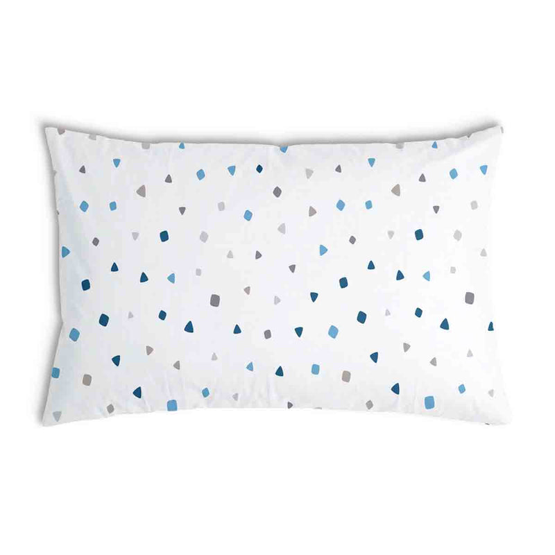 White health pillow with small blue shapes