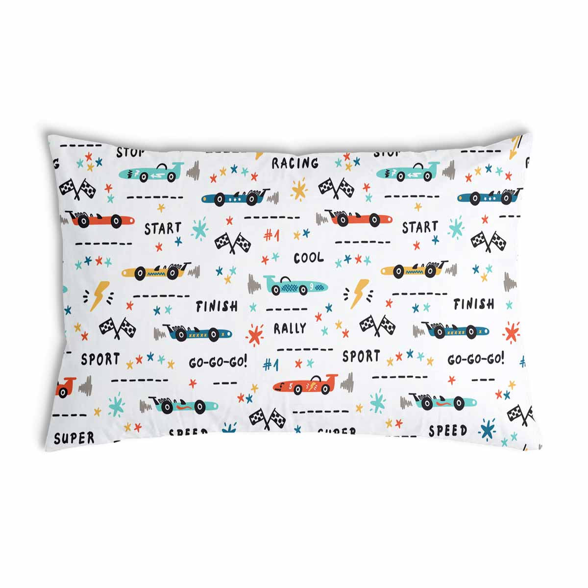 Health Pillow White with Racing Cars