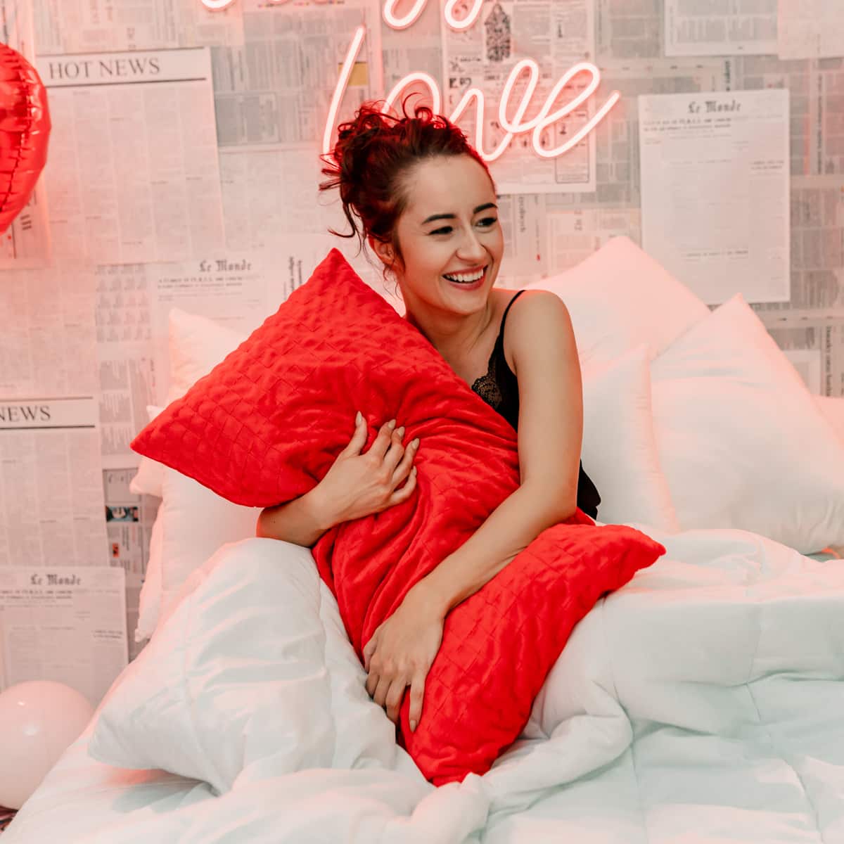 Red health pillow for adults