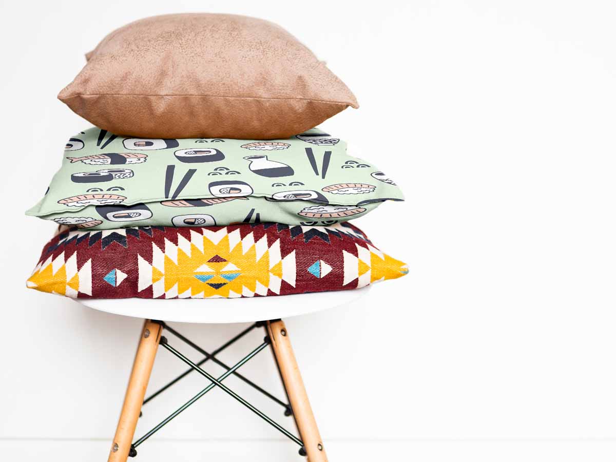 Coussin de santé vert clair avec sushi