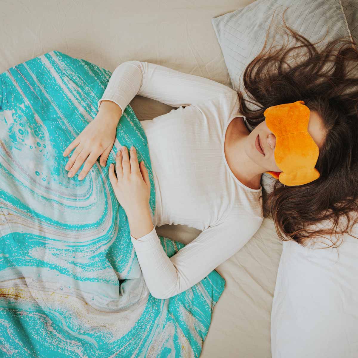 Couverture thérapeutique originale - Housse en coton marbre turquoise