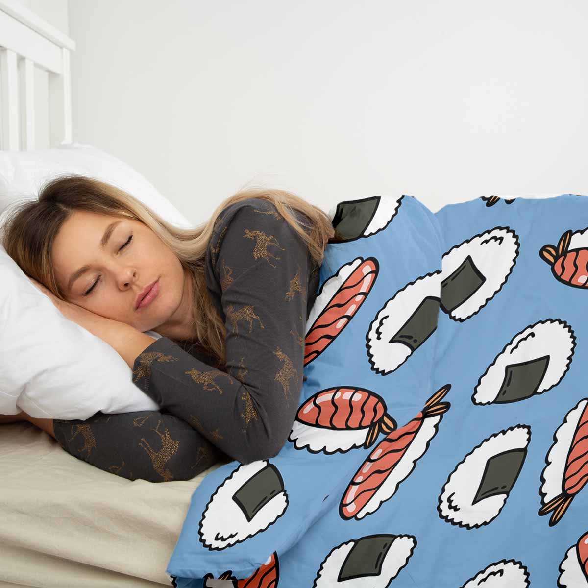Couverture thérapeutique originale - Housse en coton avec sashimi
