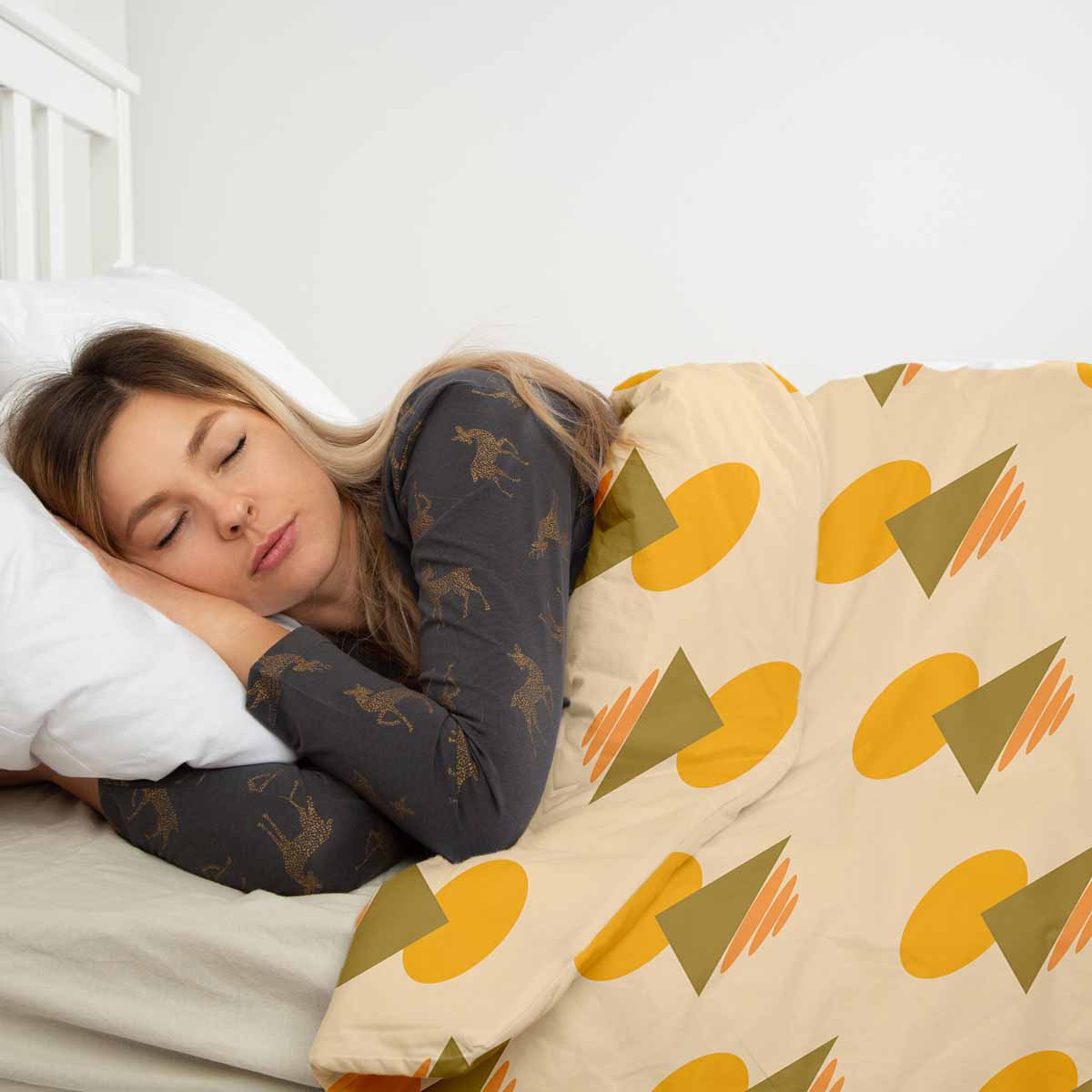 Couverture thérapeutique originale - Housse en coton avec formes jaunes