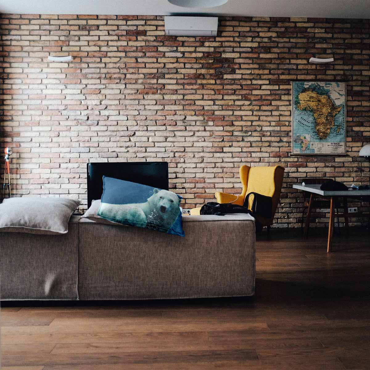 Coussin de santé bleu avec ours polaire