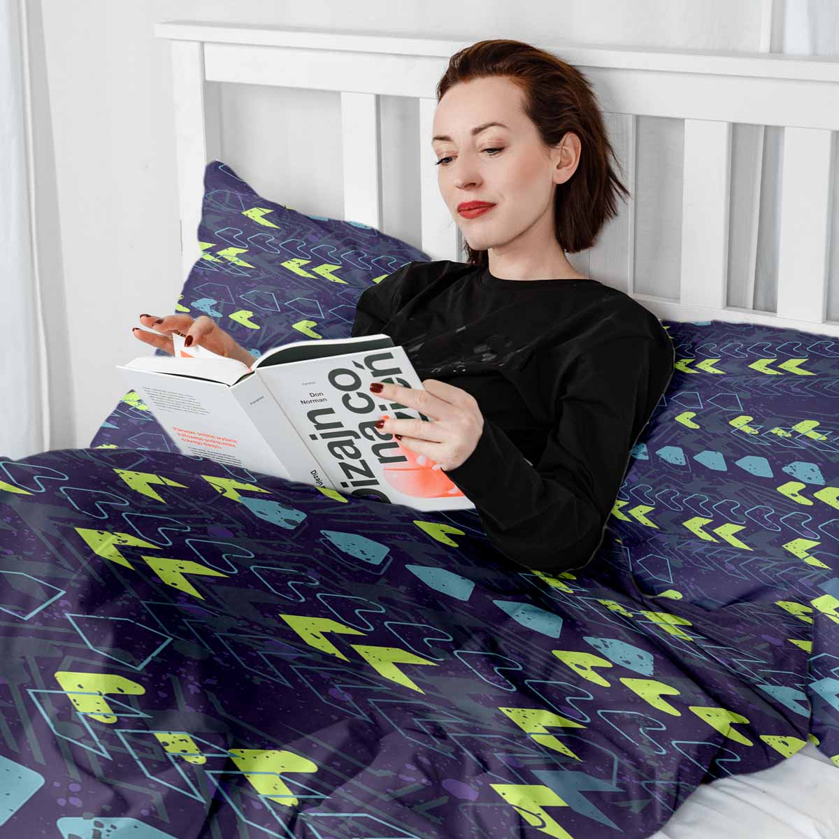 Couverture thérapeutique originale - Housse en coton bleu foncé avec flèches