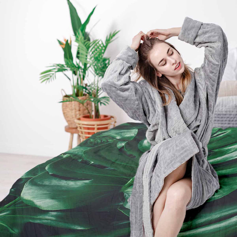 Therapy blanket bedding set with Monstera plant