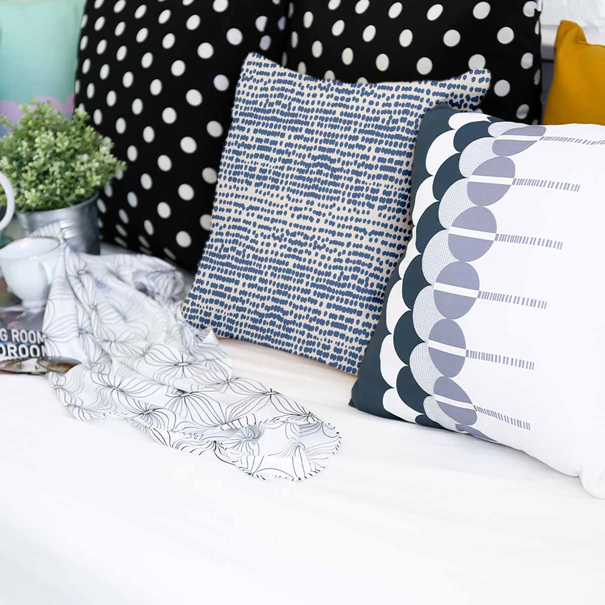 Health pillow with blue dots