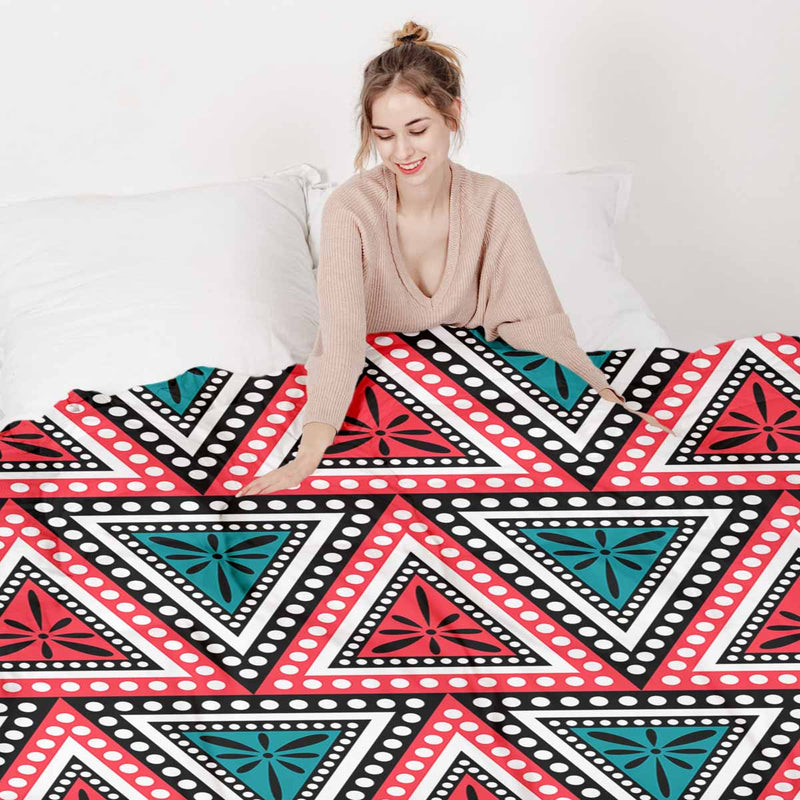Therapy blanket and bedding set with colorful triangles