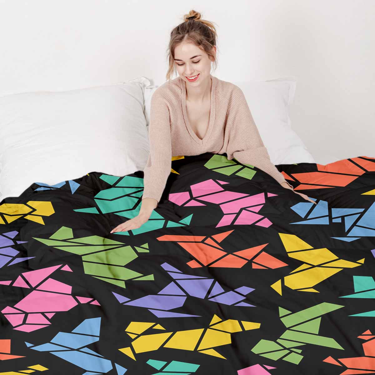 Therapy blankets bedding set origami dog