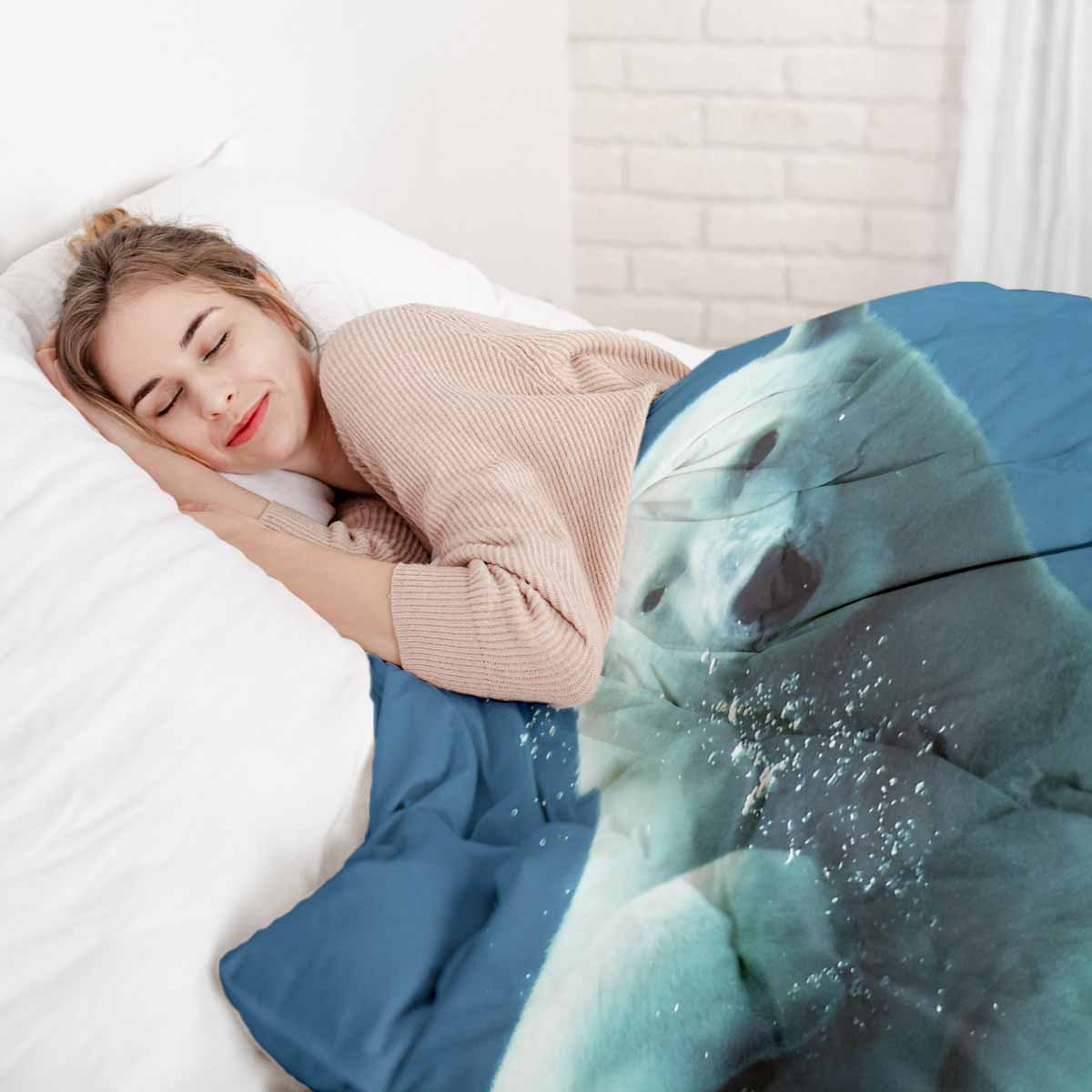 Therapy blankets bedding set blue with polar bear